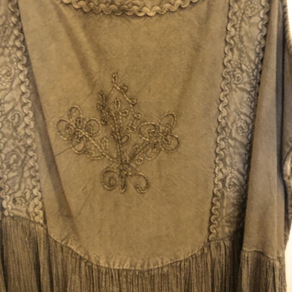 🌟🌟REDUCED🌟🌟Boho Vintage Maxi Dress w/ Empire Velvet Embroidery On Top, & Hem - Picture 3 of 10